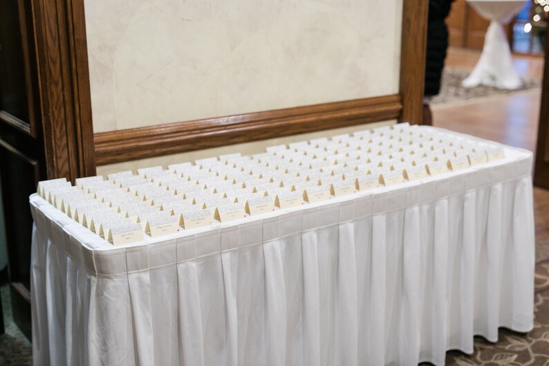 Set of 25 Simple Elegant Folded Wedding Place Cards Wedding Place Card Tents Silver and Ivory Place Cards Customization Available