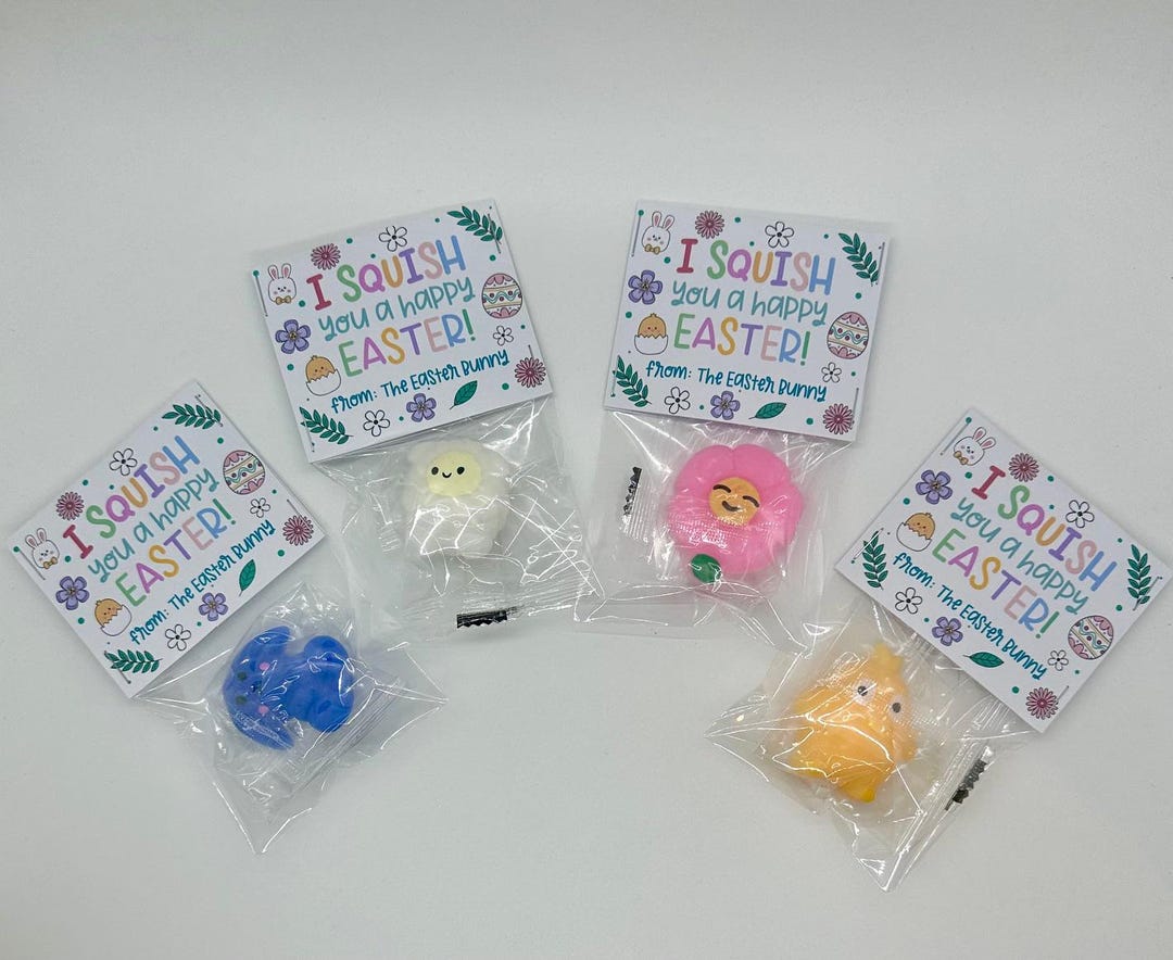 I Squish You a Happy Easter // Cute Easter Squishy Toy // Fidget Easter Basket Stuffer // Easter Classroom Gift // Small Mochi Easter Toys