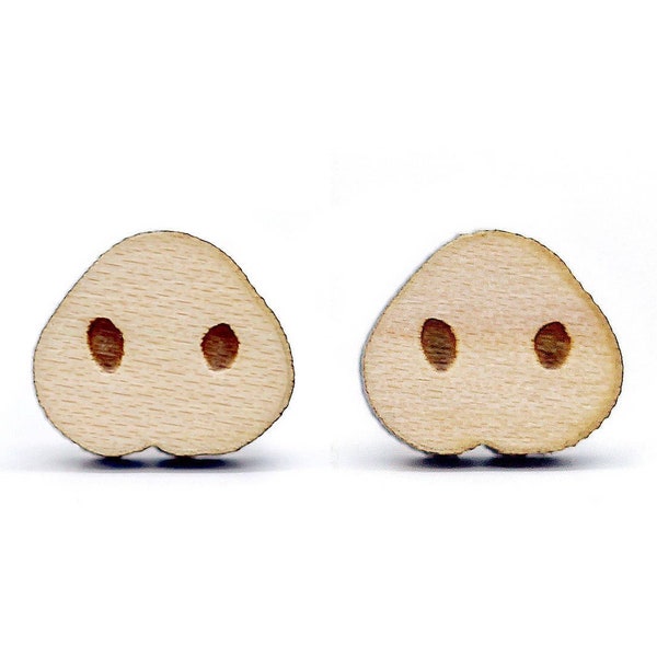 Wooden pig nose stud earrings. Pig's snout earrings, to be a little slut. Fun and original country jewel