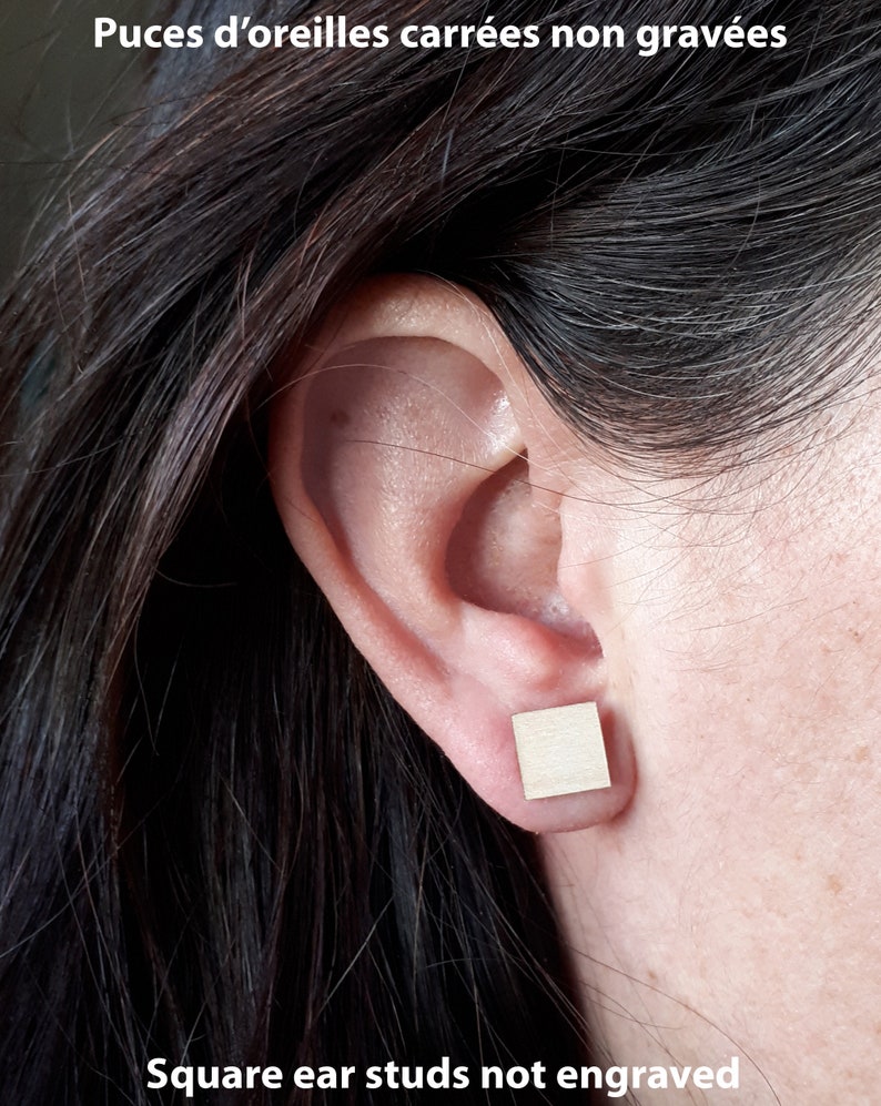 Aztec earrings Mexican God xochipilli Square shape Ancient civilization jewel in wood engraved with laser Available in three shades