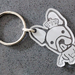 French Bulldog Keychains - Plexiglass Accessory engraved and laser cut - 100% customizable