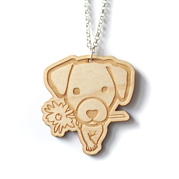 Collier Personnalisable, pendentif Jack Russell terrier en bois gravé et découpé au laser , épaisseur 5mm - Idée de cadeau maîtresse chien