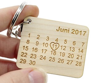 Portachiavi in legno personalizzabile salva la data, regalo per eventi. Goodie personalizzato per compleanno, inaugurazione della casa, nascita, matrimonio