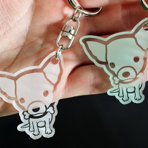 Keychains Chihuahua dog breed - Plexiglass Accessory engraved and laser cut - 100% customizable