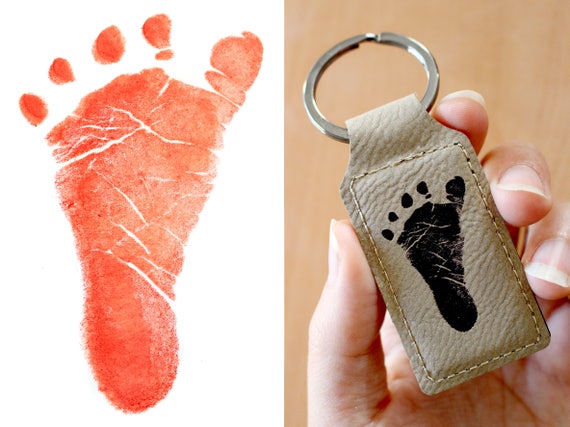 Porte Cles Avec Votre Empreinte De Pied Ou De Main De Bebe Etsy