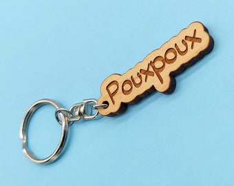 Portachiavi su misura, la tua parola incisa e tagliata al laser su legno. Un nome, soprannome, soprannome, una città. Regalo personalizzato