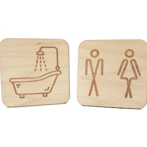 Piccola piastra porta in legno, incisa e tagliata al laser. Segno decorativo personalizzabile della parete, da incollare.