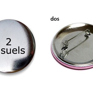 Lot of 2 badges button with your visuals, your picture - Customizable Buttons 2 round of 38 or 56 mm, choose your size