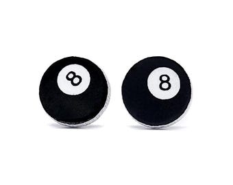 Customizable billiard ball earring. Gift: a wooden or acrylic ball, laser-cut. Jewelry for gamers, bar and pub enthusiasts.