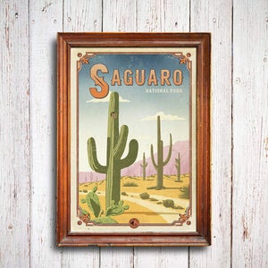 Saguaro poster, Saguaro National Park print, arizona poster, national park poster, arizona national park poster, saguaro art print,