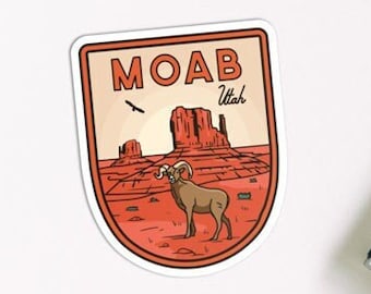 Moab Utah - Waterproof Vinyl Sticker, UV resistant decal. Waterbottle, Laptop, Car window sticker