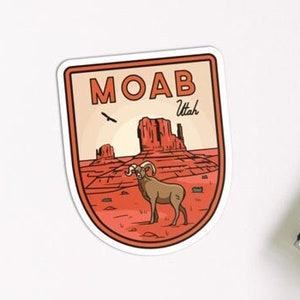 Moab Utah - Waterproof Vinyl Sticker, UV resistant decal. Waterbottle, Laptop, Car window sticker