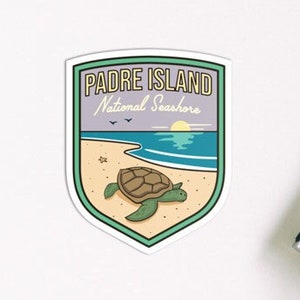 Padre Island National Seashore - Waterproof Vinyl Sticker, UV resistant decal. Waterbottle, Laptop, Car window sticker