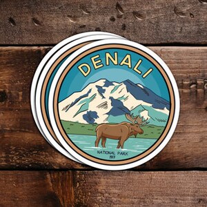 Denali National Park Waterproof Vinyl Sticker, UV resistant decal. Waterbottle, Laptop, Car window sticker image 2