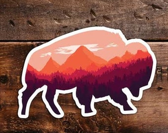 Bison Sticker , Buffalo Decal Waterbottle, Laptop, Car Window, cooler, bumper Sticker, animal sticker