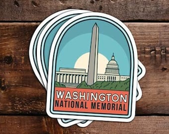 Washington National Memorial - Waterproof Vinyl Sticker, UV resistant decal. Waterbottle, Laptop, Car window sticker