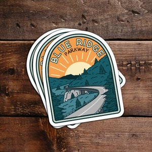 Blue Ridge Parkway - Waterproof Vinyl Sticker, UV resistant decal. Waterbottle, Laptop, Car window sticker