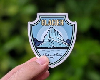 Retro Glacier National Park Montana Vinyl Sticker Skateboard and Phone Case Glossy Sticker for Laptop iPad