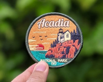 Acadia National Park Full embroidered illustrated iron-on patch