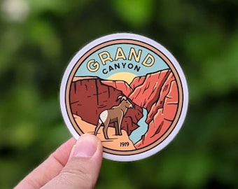 Grand Canyon National Park - Waterproof Vinyl Sticker, UV resistant decal. Waterbottle, Laptop, Car window sticker