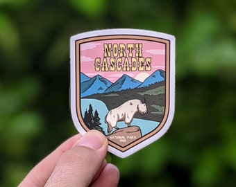 North Cascades National Park - Waterproof Vinyl Sticker, UV resistant decal. Waterbottle, Laptop, Car window sticker