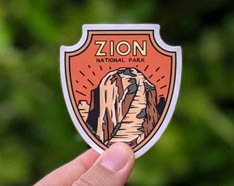 Zion National Park - Waterproof Vinyl Sticker, UV resistant decal. Waterbottle, Laptop, Car window sticker
