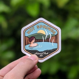 Hot Springs National Park - Waterproof Vinyl Sticker, UV resistant decal. Waterbottle, Laptop, Car window sticker