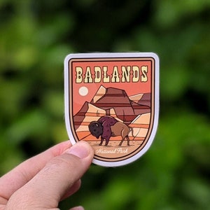 Badlands National Park - Waterproof Vinyl Sticker, UV resistant decal. Waterbottle, Laptop, Car window sticker
