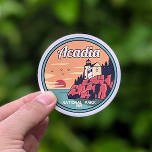 Acadia National Park - Waterproof Vinyl Sticker, UV resistant decal. Waterbottle, Laptop, Car window sticker