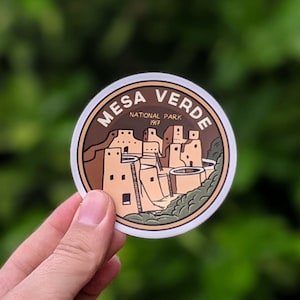 Mesa Verde National Park - Waterproof Vinyl Sticker, UV resistant decal. Waterbottle, Laptop, Car window sticker