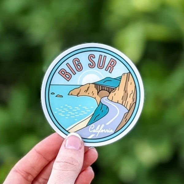 Big Sur California - Waterproof Vinyl Sticker, UV resistant decal. Waterbottle, Laptop, Car window sticker