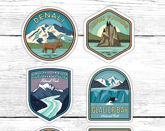 Autocollants de parc national de l’Alaska, paquet de vinyles de l’Alaska
