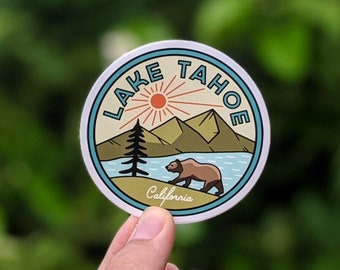 Lake Tahoe - Waterproof Vinyl Sticker, UV resistant decal. Waterbottle, Laptop, Car window sticker