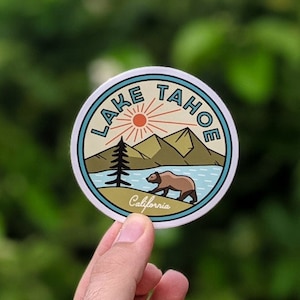 Lake Tahoe - Waterproof Vinyl Sticker, UV resistant decal. Waterbottle, Laptop, Car window sticker