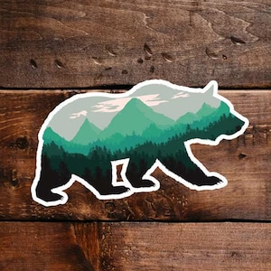 Grizzly bear Sticker , Grizzly bear Decal Waterbottle, Laptop, Car Window, cooler, bumper Sticker, animal sticker