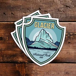 Glacier National Park, Waterproof Vinyl Sticker, UV resistant decal. Waterbottle, Laptop, Car window sticker image 2