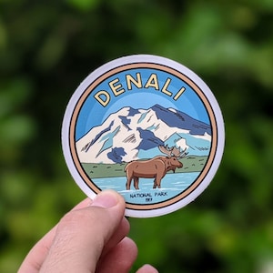 Denali National Park Waterproof Vinyl Sticker, UV resistant decal. Waterbottle, Laptop, Car window sticker image 1