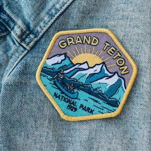 Grand Teton National Park Full embroidered illustrated iron-on patch image 1