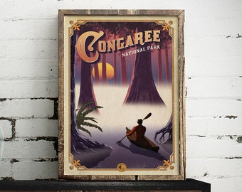 Congaree National Park Poster, South Carolina Swamp Art Print