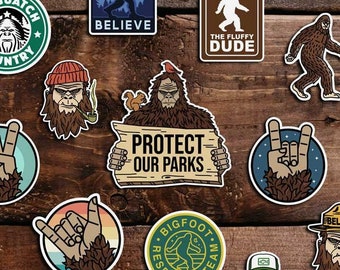 Bigfoot Sticker Set, Choose your designs and quantities. Waterproof Vinyl Sticker, UV resistant sticker