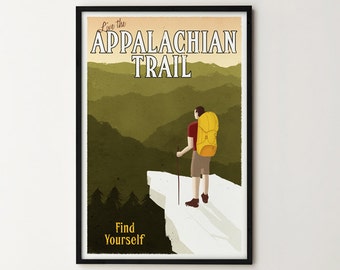 Cartel del Sendero de los Apalaches, cartel de excursionistas de estilo vintage