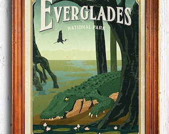 Everglades National Park Poster, Alligator Swamp Art