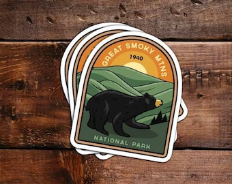 Pegatina del Parque Nacional de las Grandes Montañas Humeantes - Vinilo impermeable