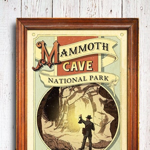 Mammoth Cave Poster, Mammoth Cave National Park print, cave Poster, Vintage Style wild Poster, kentucky poster, national park quest poster