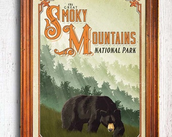 Great Smoky Mountains National Park Poster, Bear Print