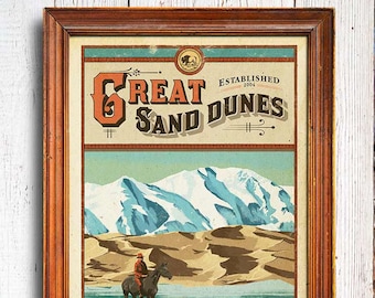 Great Sand Dunes National Park Poster, Colorado Mountains Print
