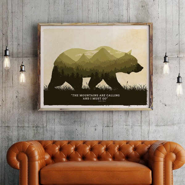 Grizzly bear poster, Grizzly bear art print, Grizzly poster, Grizzly bear art, american wild life art, National park Grizzly , Grizzly print