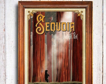 Sequoia National Park Poster, California Woods Art Print
