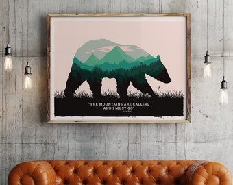 Black bear poster, Black bear art print, american Black bear, Black bear art, american wild life art, National parks animals , animal poster