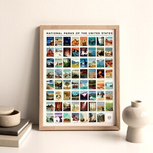 National Parks Bucket List Travel Poster - Gift for Hikers & Nature Lovers
